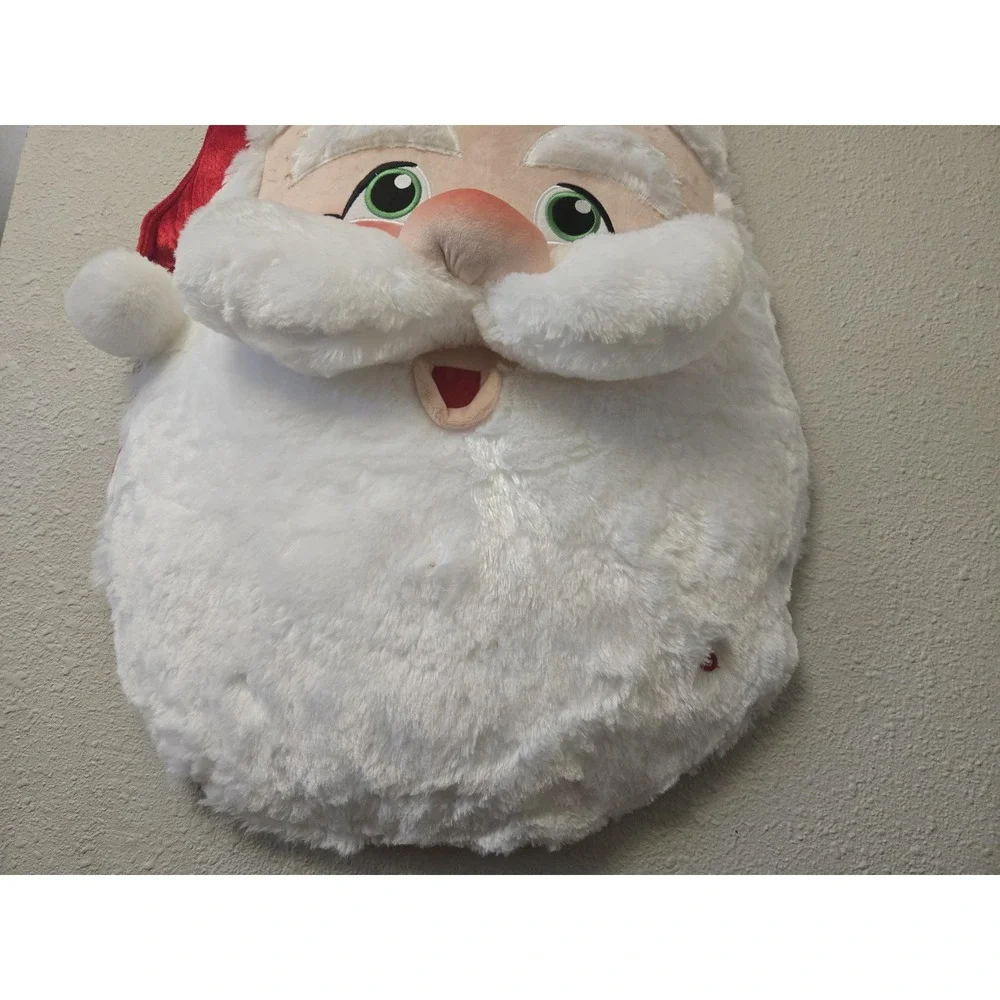 Vintage 1990 Giant Gemmy Plush Hanging Santa Face Head Musical Animated 30
